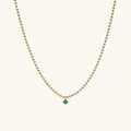 LOZRUNVE 925 Silver Dainty Colored CZ Solitaire Emerald Pendant Beaded Chain Necklace