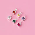4mm Bezel CZ Square Charm Pendants 925 Sterling Silver Amethyst Square Geometry Pendant for DIY Jewelry Supplies