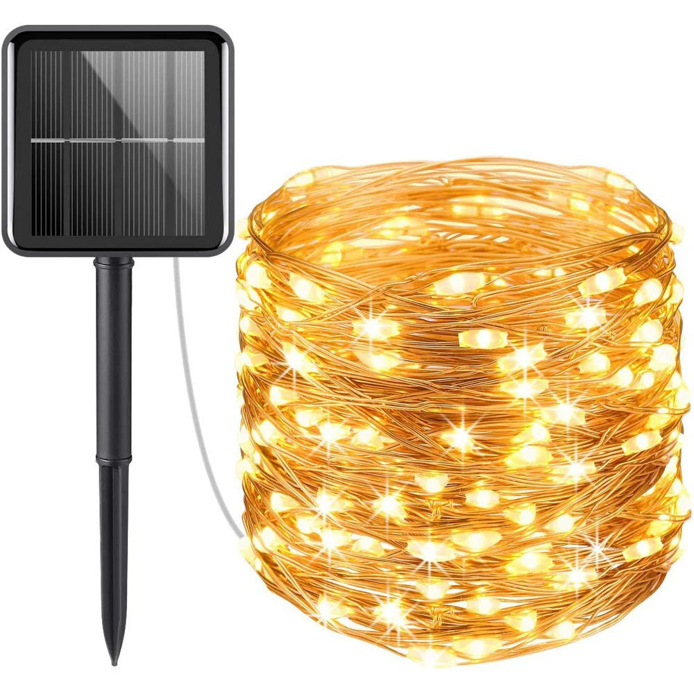 12m Led Solar Christmas Tree Lights Holiday Lighting Solar Led String Lights Outdoor Wholesale for Christmas Decoration