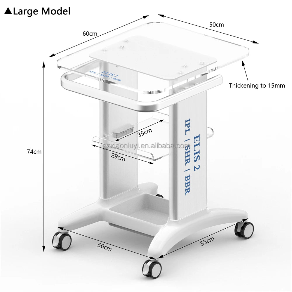Customized logo Laser Equipment Cart Facial Acrylic Spa Salon Beauty Instrument Shelf Standing Therapy Trolley