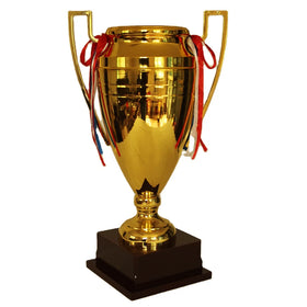 2025 Luxury Selling Wooden Base Football Sports Large Size Award Trophy Custom Metal Gold Plated Trophy Cup