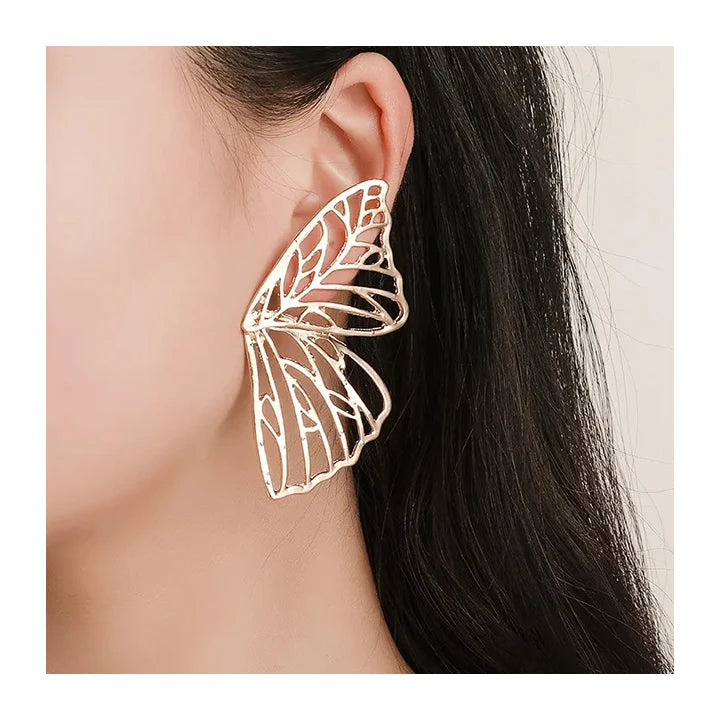 Risingmoon Top Hot Selling Matel Butterfly Earrings 14K Gold Sliver Plated Earring Exaggerated Big Stud Earrings