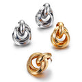 HelloWorld Wedding Party Beautiful Women Alloy Jewelry Double Gold Hoop Earrings