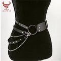 Fashion Women Sexy Pin Buckle PU Leather Harness Belts Party Straps Punk Adjustable Punk Leather Black Waist Chains Belts