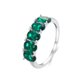 925 Sterling Silver Square Green Zircon Ring Simple Sparkling Band Plated Platinum for Luxury Woman Wedding Fine Jewelry BSR522