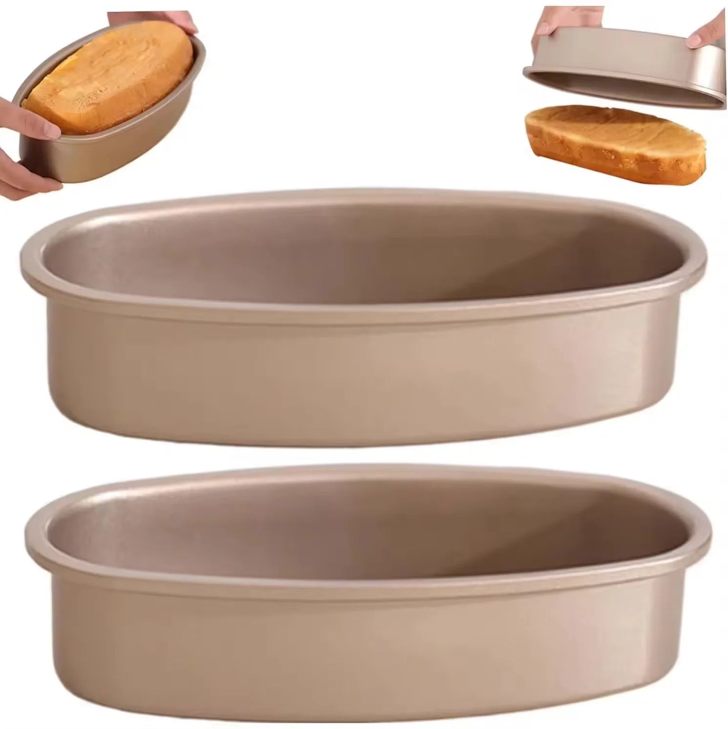 MIXWARES Eco-Friendly Carbon Steel Oval Cheese Cake & Bread Mold Non-Stick Easy Release Oven Tool Set for Home Baking