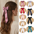 French Style Satin Long Ribbon Bow Hair Clips - Elegant Double Layer Silk Bowknot Hairpins - Wholesale Large Bow Barrettes