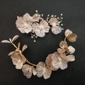 SLBRIDAL Handmade Baroque Alloy Flower Pearls Wedding Hair Accessories Bridal Headband Hair Clip Barrettes Set Women Jewelry
