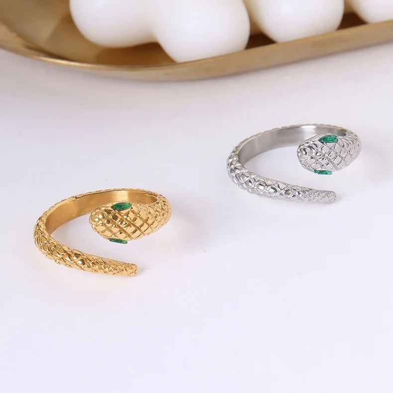 Personalized open not adjustable 18k snake stainless steel new trendy women ring gold plated rings anillos de oro