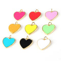 Brass Enamel Heart Pendant with Zircon Gold Plated Children's Charm Colorful Heart Design