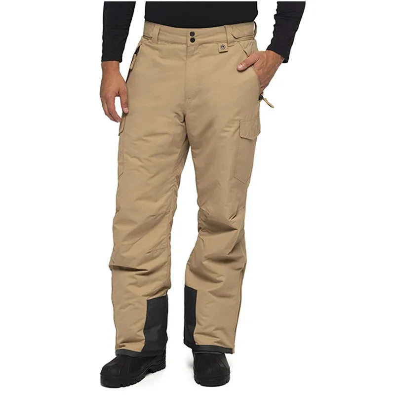 AQTQ Men's Insulated Waterproof Ski Pants Windproof Snowboard Cargo Pants with Reinforced Knee for Winter Outdoor Sports