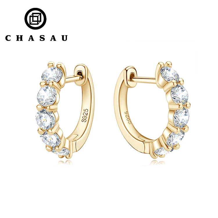 Personality Jewelry 925 Sterling Silver Earrings Hoop 3.5mm 0.2CT Moissanite Elegant Clip-on huggies Earrings