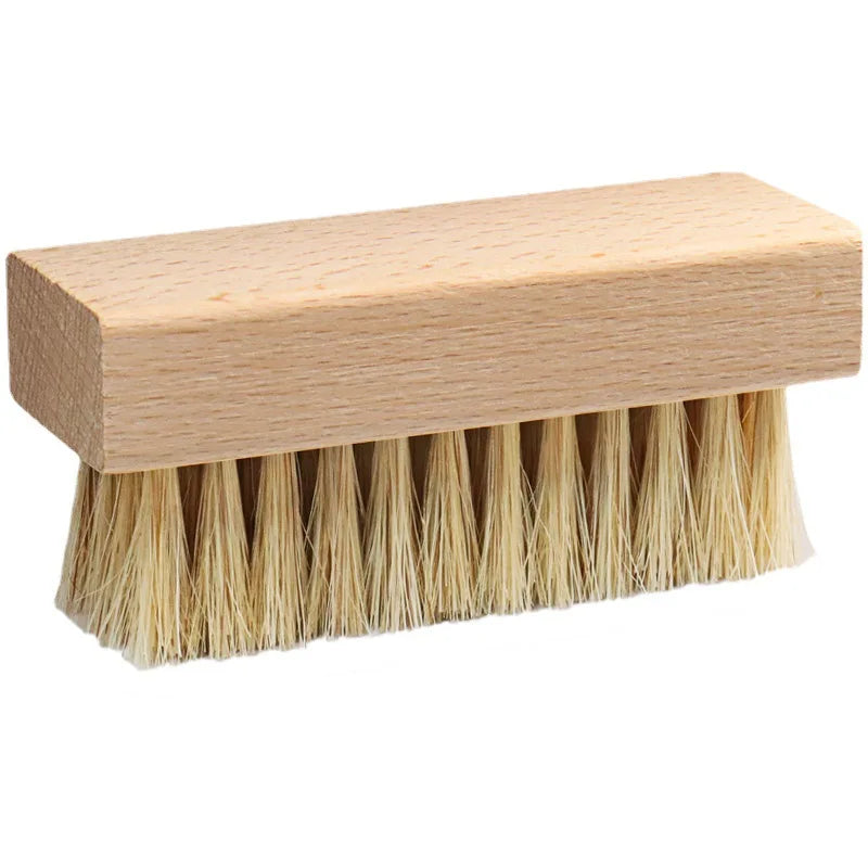 Horsehair Shoe Shine Brush Unique Concave Design Wood Handle for Leather Cleaning