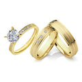 18K Gold Plated Cubic Zirconia Moissanite Stainless Steel Engagement Rings Bague Femme Anillos Diamantes Anel for Men and Women