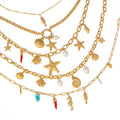 Wholesale Summer Beach Vacation Stainless Steel Jewelry Chic Ocean Pearl Sea Shell Starfish Pendant Necklace Gifts for Women