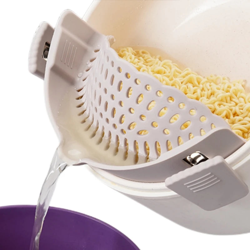 Hot Sale Dishwasher Safe Colander Silicone Clip on Strainer Pasta Strainer Clip on Food Strainer for Pots and Bowls