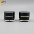 Fast Shipping Stock 5ml Empty Gel Acrylic Jar Black Color Plastic Jar with Silver Gold Ring for Cream Samples