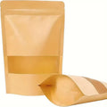 Low MOQ Ziplock Paper Packaging Bags with Window Kraft Stand up Pouch for Pet Food Security Feature for Small Businesses