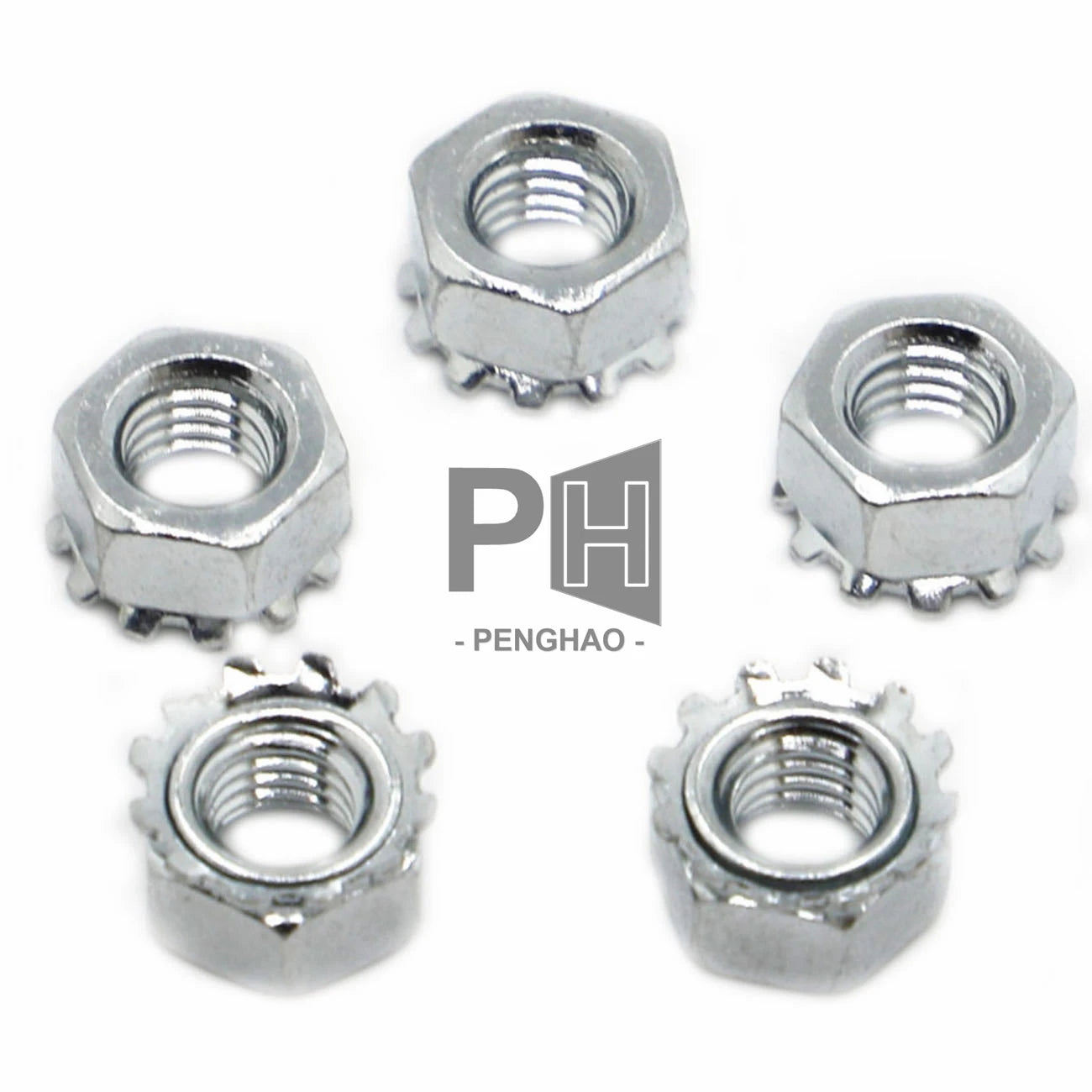 M3 M4 M5 M6 M8 M10 Metric Thread Galvanized Steel Hexagon Hex Toothed Serrated Washer Gasket Lock Nut K Type Nut