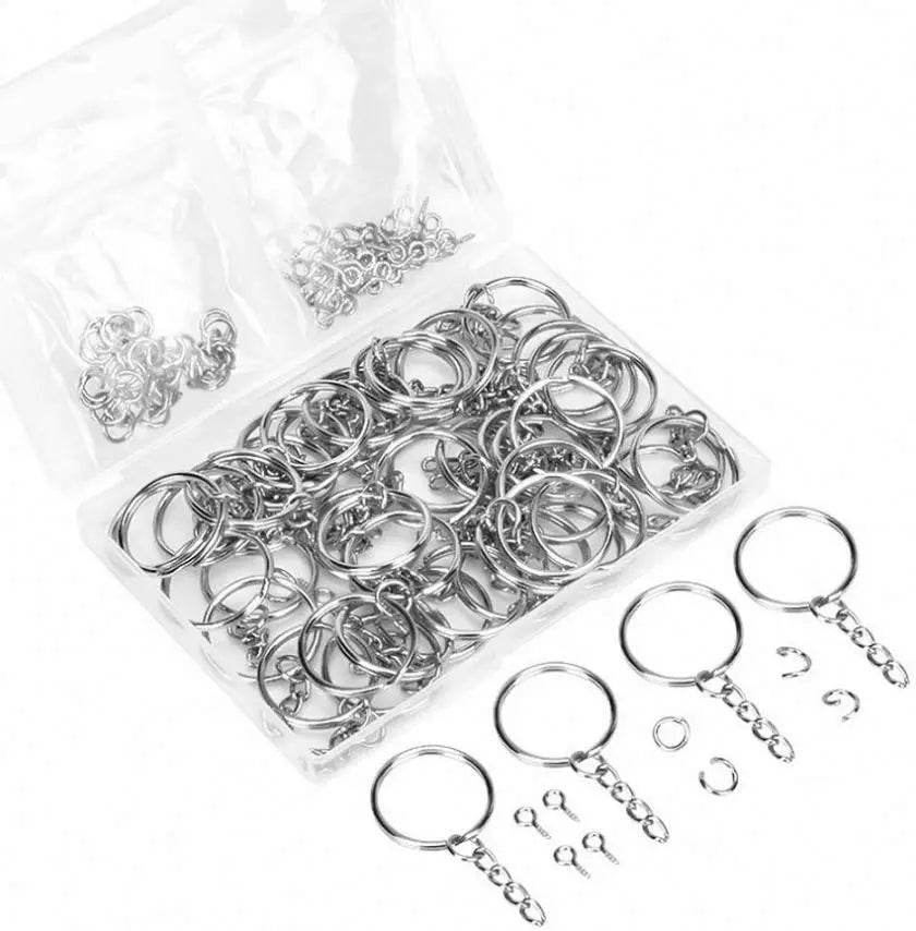 Wholesale 150pcs/set Ring Keychain in Bulk With Sheep Eye Screw Pin 25mm Metal Keyring Screw Eye Pin for Jewelry Toy Crafts Make