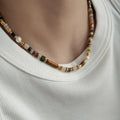 Handmade Jewelry Multicolor Natural Stone Strand 14K Gold Plated Titanium Steel Beaded Necklaces Bracelet for Women