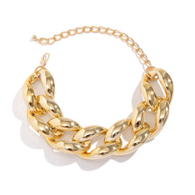 Exaggerated Plastic CCB Big Chunky Chain Necklace for Women Vintage Goth Twisted Lock Thick Choker Grunge Jewelry Hip Hop Men