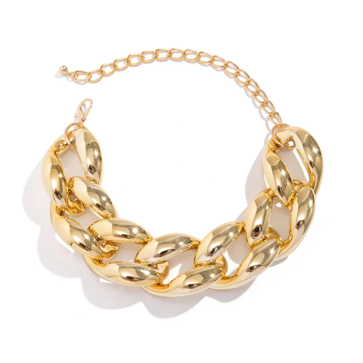 Exaggerated Plastic CCB Big Chunky Chain Necklace for Women Vintage Goth Twisted Lock Thick Choker Grunge Jewelry Hip Hop Men