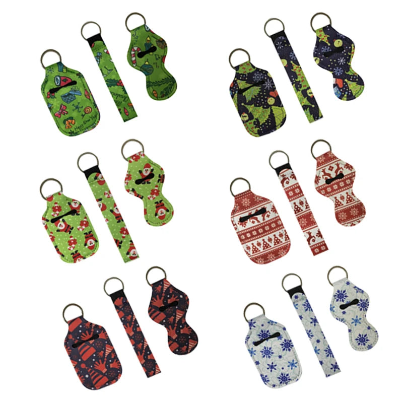 Christmas Series Lipstick Lanyard Sanitizer Holder Key Chains RTS