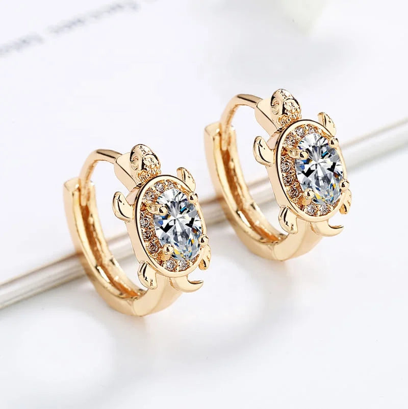 Hengdian  Wholesale Factory Fashion Jewelry 18K Gold Plated Cubic Zirconia Bijouterie Diamond Hoop Huuies Earrings for Women