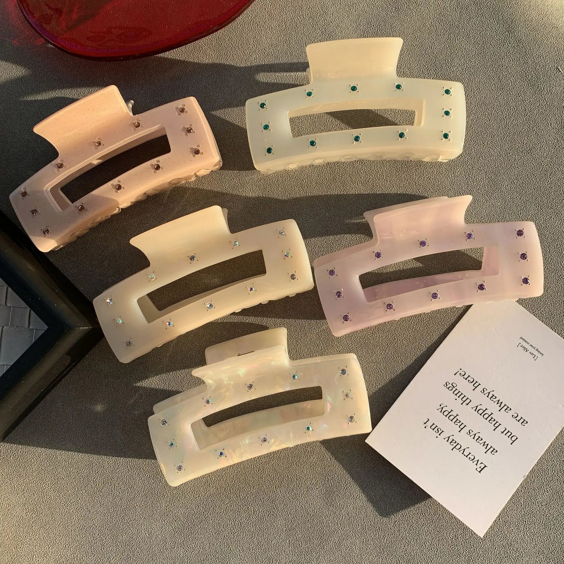 Jumbo 10.5CM Rectangular Large Claw Clip for Thick Hair Elegant Fashionable Hair Claw Acetate Rhinestone Luxury Hair Accessories