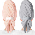 Large Microfiber Anti Frizz Hair Drying Towel  Hair Towel Wrap with Elastic Strap for Women