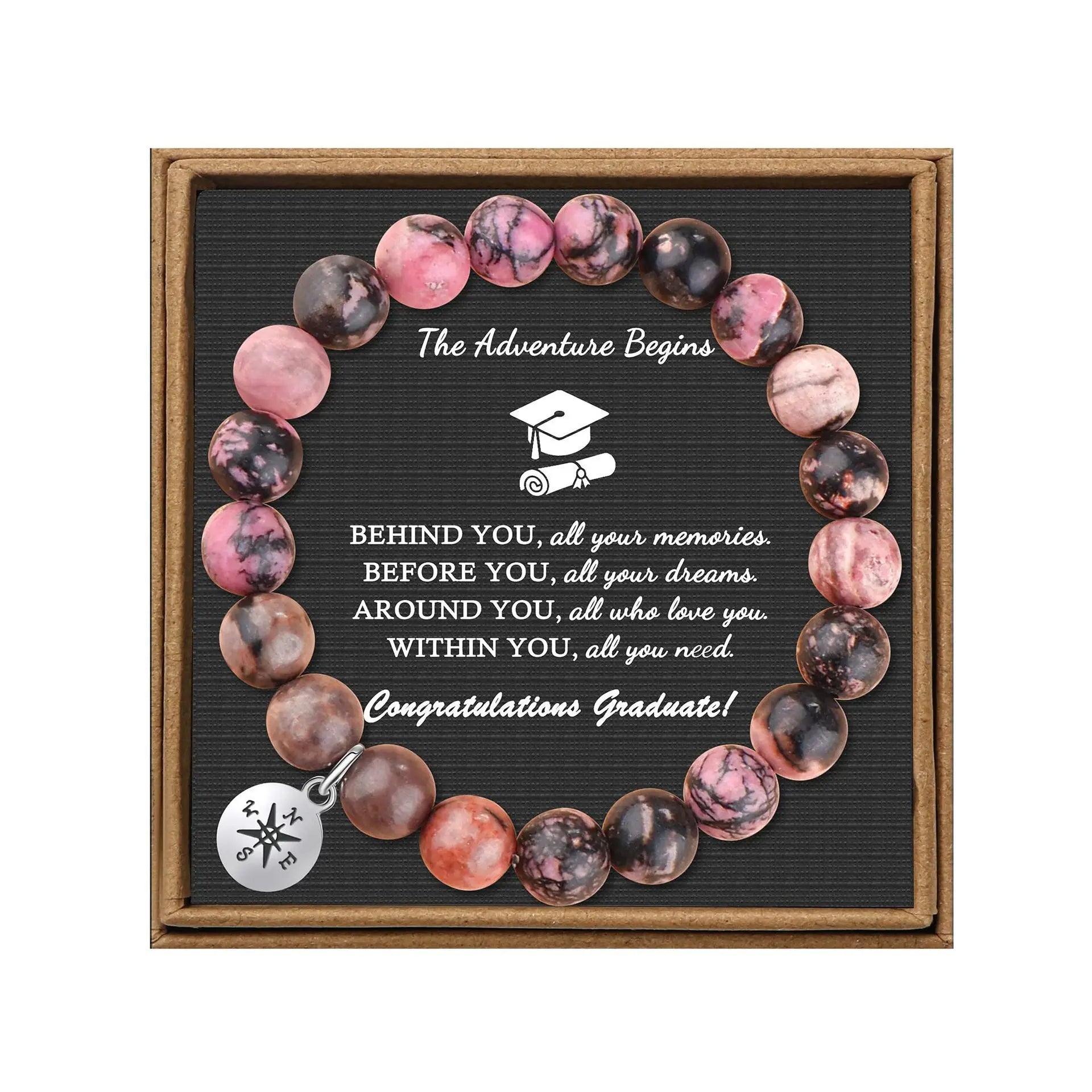 New Trendy Energy Healing Color King Stone Compass Beaded Bracelet Fashion Design Sense Graduation Season Gift Bracelet