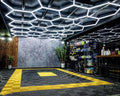 Customizable Size DIY Plug-in Hexagon LED Garage Light for Workshop Gym Detail Shop Landscape Hexagonal Honeycomb Grid System