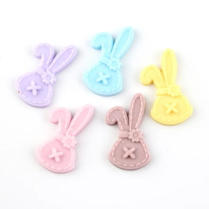 Resin Cartoon Bunny Flat Back Resin Charms Cabochon for Slime Filler Kid DIY Mobile Phone Hairclip Keychain Decoration Craft