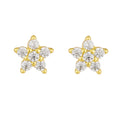 FULSUN Simple Fashion Flower Earring Gold Plated Sterling Silver 925 Earring Tiny Stud Zirconia Dainty Star Flower Stud Earrings