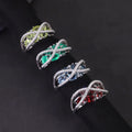 W0336 Abiding Fine Jewelry Custom Multi Natural Gemstone Designer Collection Rhodium Plated 925 Sterling Silver Ring