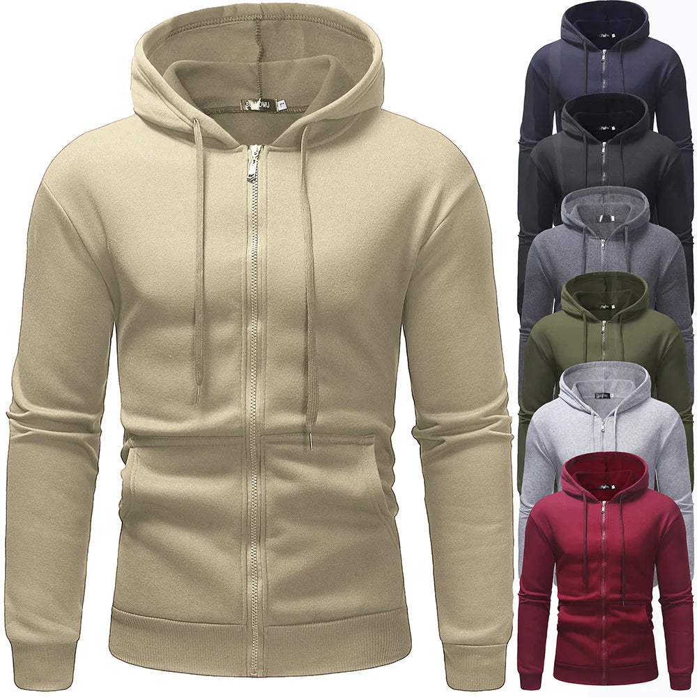 Latest Breathable Long Sleeve Polyester Male Blank Mens Full Zip up Hoodie