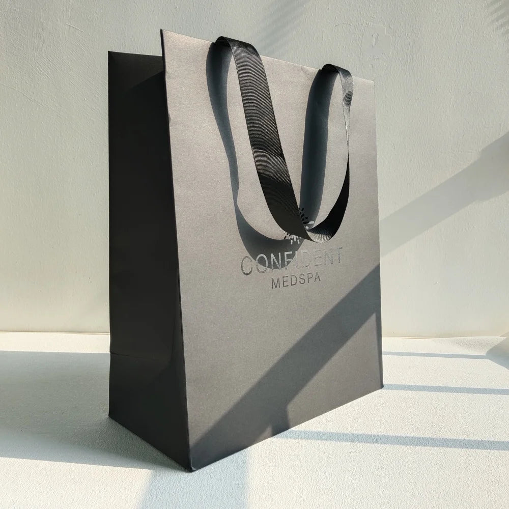 Custom Printing Black Shopping Paper Bags Luxury Gift Paper Bags Wholesale UV Logo for Clothing Jewelry Spa Store