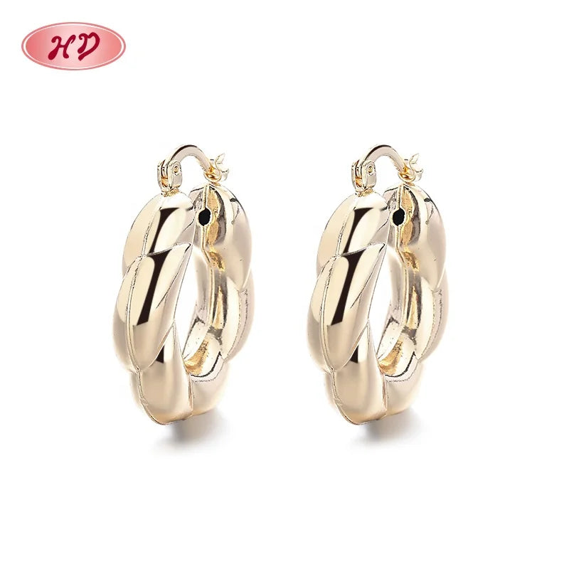 Gold Earrings 18K Trendy Wholesale Fashion Twisted Piece Oil Drop Copper Alloy 18K Gold-Plated Zircon Jewelry