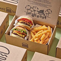 Disposable Take Out Food Paper Container Box Takeaway Chicken Wing Box Custom French Fries Kebab Meal Packaging Burger Box OEM