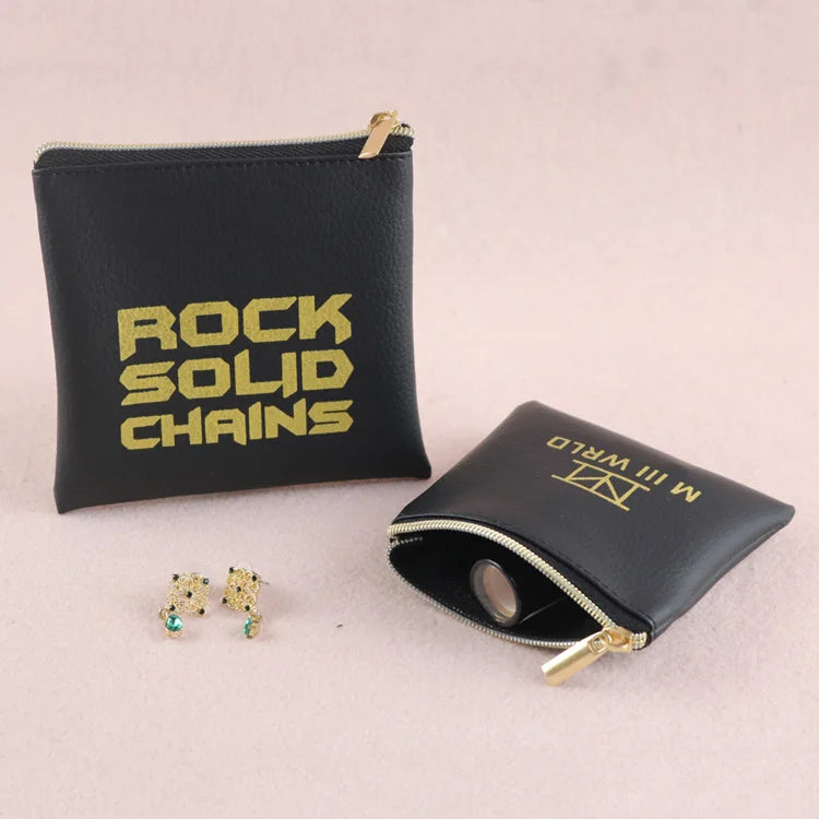 Custom Jewelry Zipper Bags Faux PU Leather Pouch Bag Small Cosmetic Leather Jewelry Pouch Bag for Jewelry Packaging