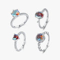 925 Sterling Silver Fashion Fine Jewelry Stunning Rainbow Color Geometric Heart Cubic Zirconia Cocktail Rings for Women