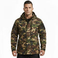 AQTQ Custom Men's Camouflage Tactical Jacket Waterproof Hooded Tactical Field Coat for Outdoor Hiking Hunting