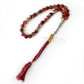 Red Natural Agate Diamond Cut 10mm 33pcs Beads Gold Plated Silver Islamic Misbaha Prayer Tasbih Muslim Rosary Beaded Bracelet