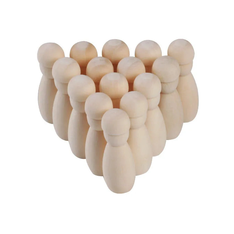 Unfinished Kokeshi Wooden Figures Peg People Blank Dolls Diy Handmade Craft Wood Turning Kits Painting Toy
