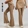 Custom Ruched Flared Skirt Pants Solid Color High Waist Butt Lift Yoga Flared Pants Breathable Wide Leg Sports Fitness Pants