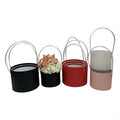 Portable Solid Color Flower Barrel 3-Piece Set in Elegant Embossed Gift Box Hug Bucket & Paper Tube Flower Box Packaging