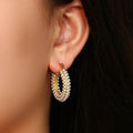 Waterproof Fashion Jewelry 18K Gold Plated Pearl Gold Earring Stainless Steel Pearl C Shape Earring for Women