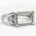 Sterling Silver 8*12mm Semi Mount Men's Ring Frame Empty Blank Claw Setting S925 Base Holder Without Center Stone for DIY Inlay