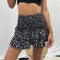 Customized Vintage Style Polyester Fiber Women's Short Floral Printed Pleated Skirt for Work